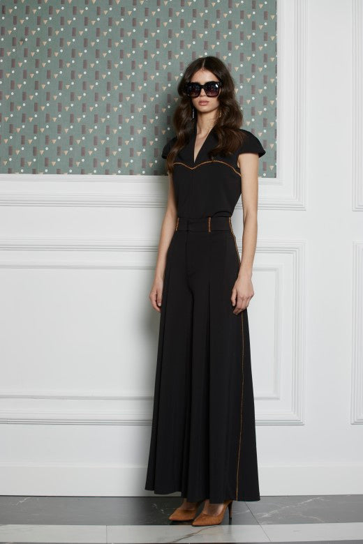Top de punto Japen negro