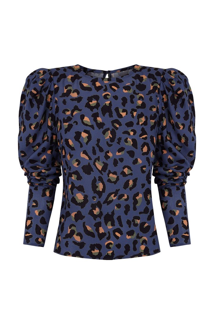 Marina Print puff sleeve blouse
