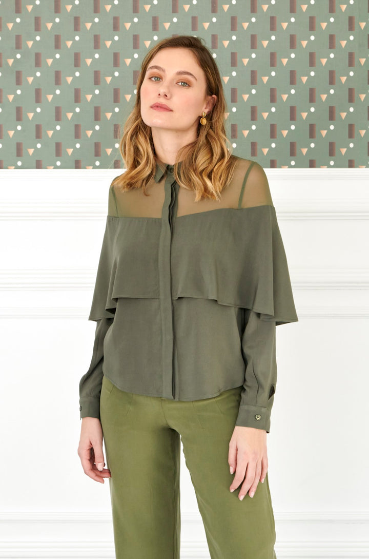 Blusa Canesú verde oscuro