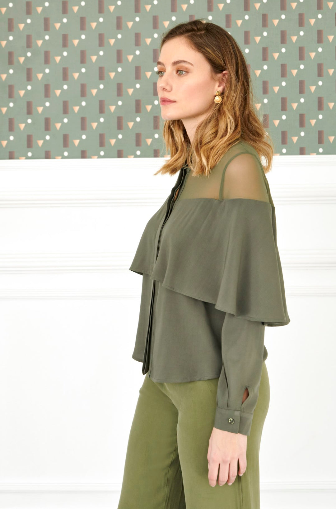 Blusa Canesú verde oscuro
