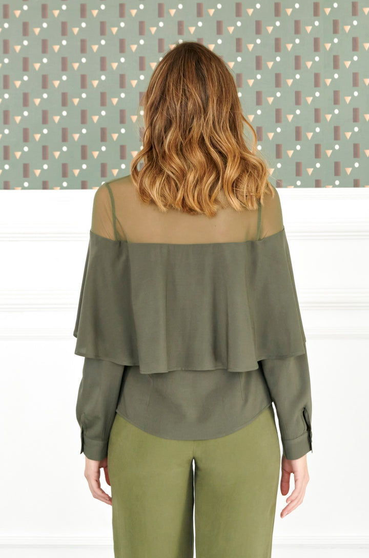 Blusa Canesú verde oscuro