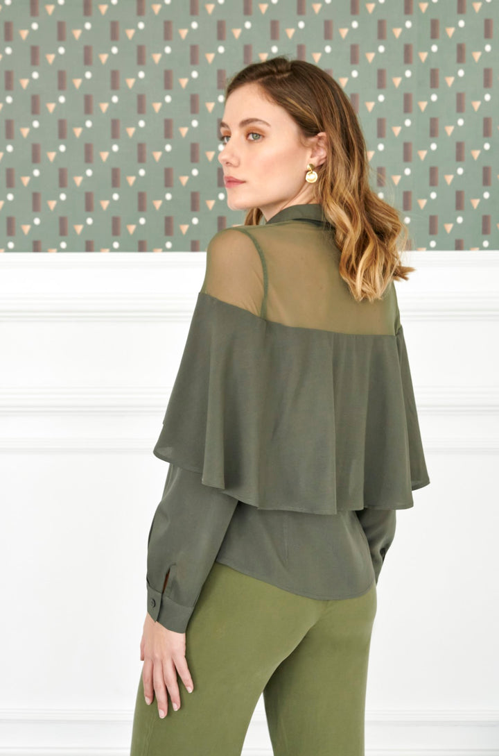 Blusa Canesú verde oscuro