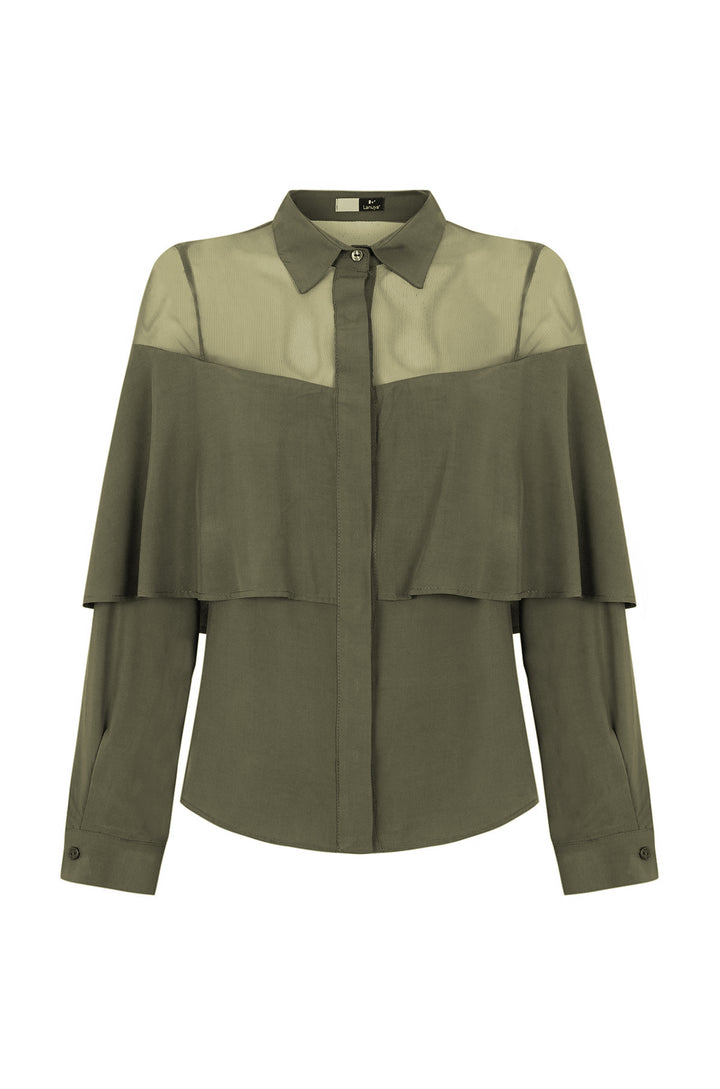 Blusa Canesú verde oscuro
