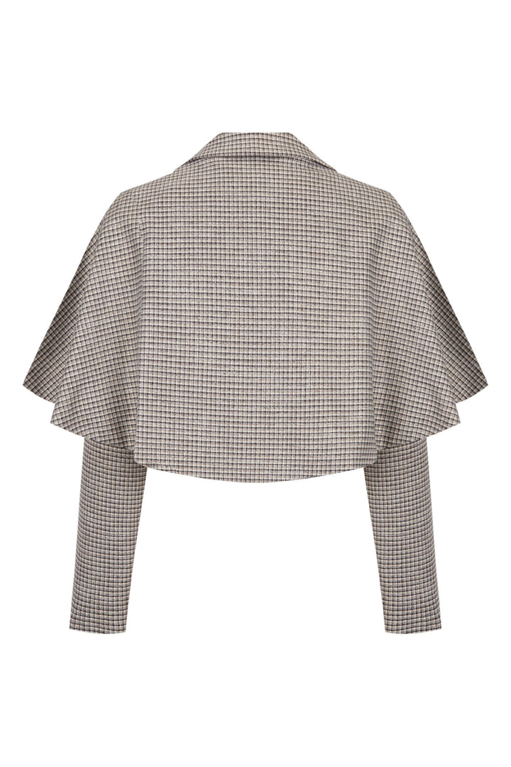 Domus beige houndstooth short cape jacket