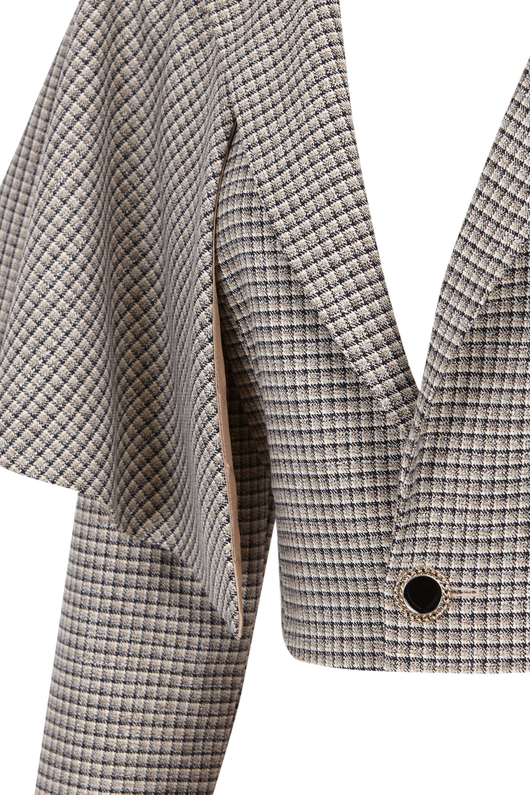 Domus beige houndstooth short cape jacket