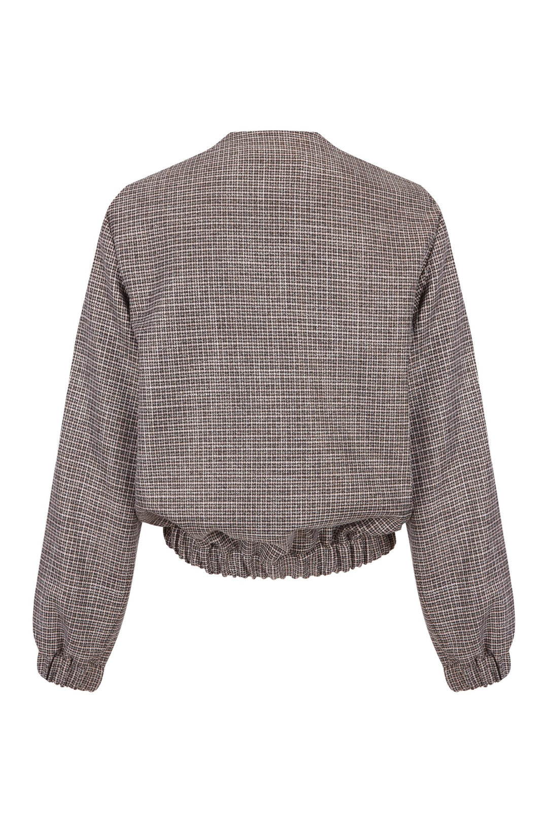 Chaqueta Mica con estampado pata de gallo en tonos negro, dorado y rosa