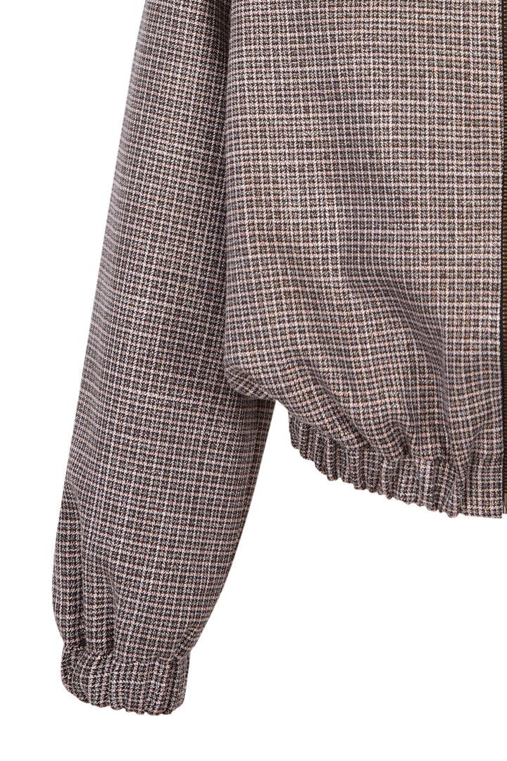 Chaqueta Mica con estampado pata de gallo en tonos negro, dorado y rosa