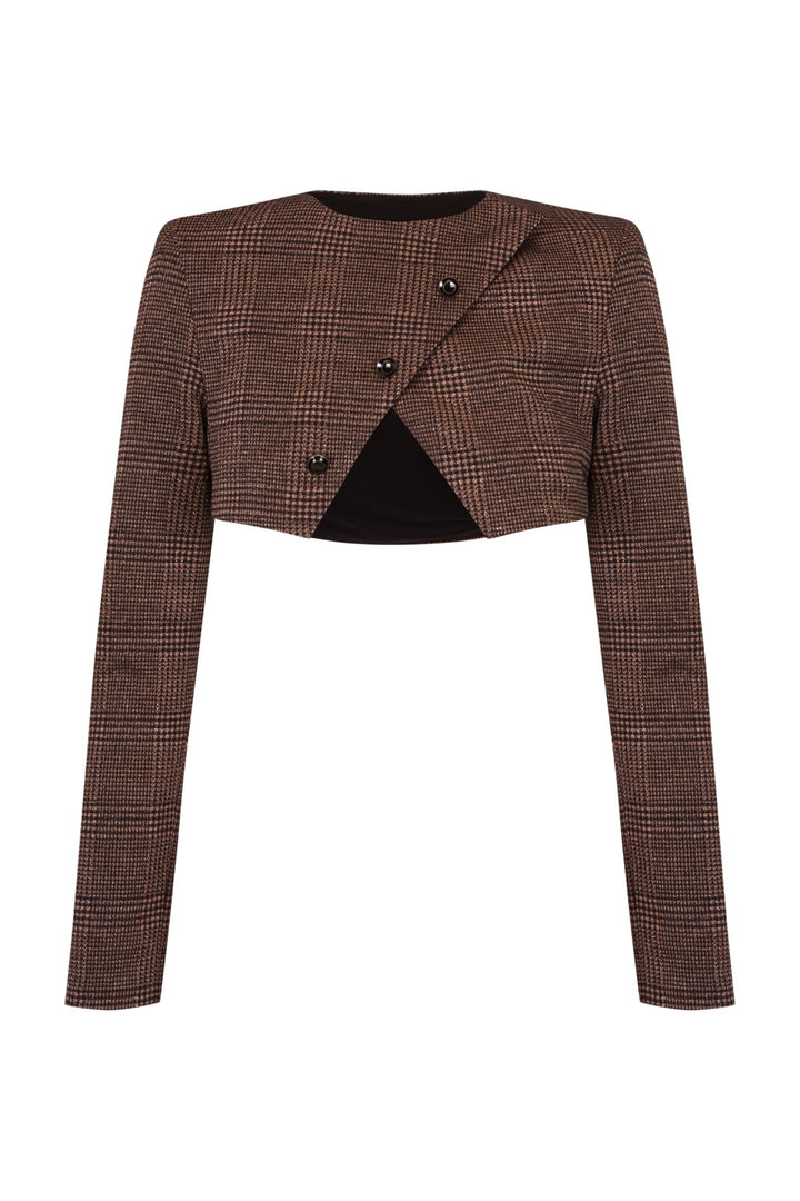 Chaqueta corta Vestigio de cuadro de gales marrón y negro