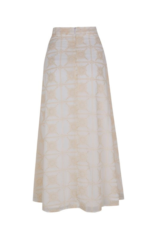 Jurinea High Waist White Midi Skirt