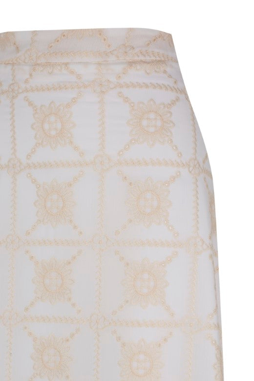 Jurinea High Waist White Midi Skirt