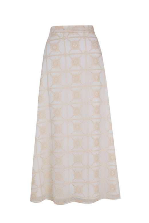 Jurinea High Waist White Midi Skirt