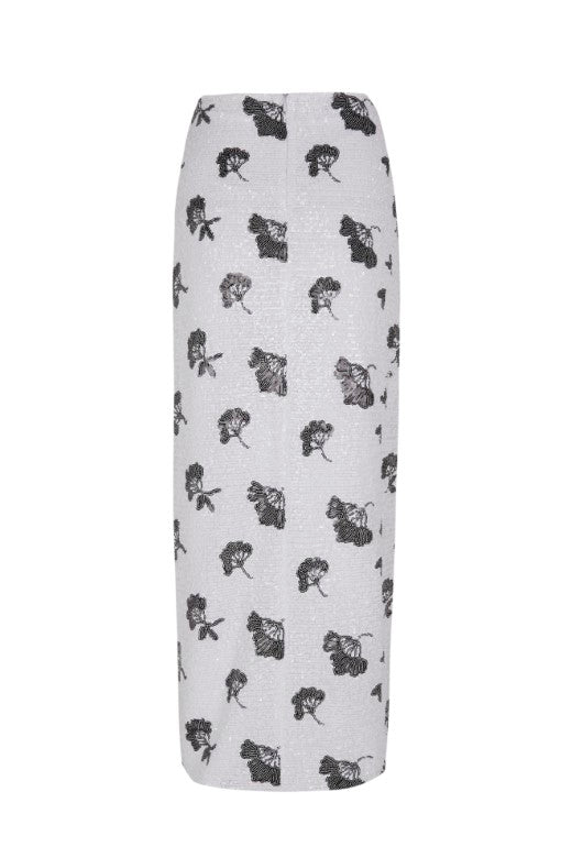 Endrina midi skirt with side slit and floral print