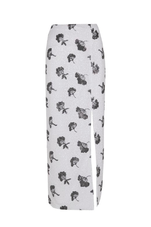 Endrina midi skirt with side slit and floral print