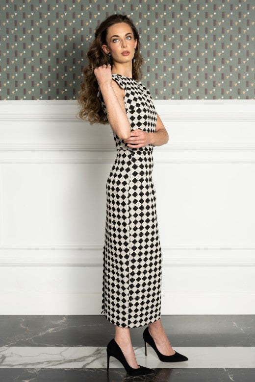 Falda midi Viula blanca y negra