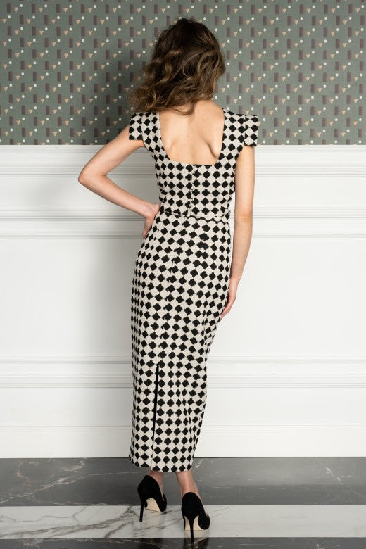 Falda midi Viula blanca y negra