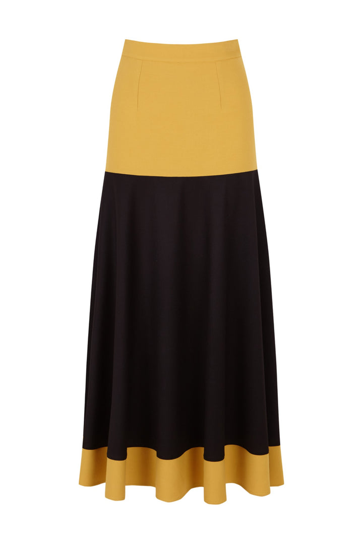 Falda midi Ágata negra y amarilla