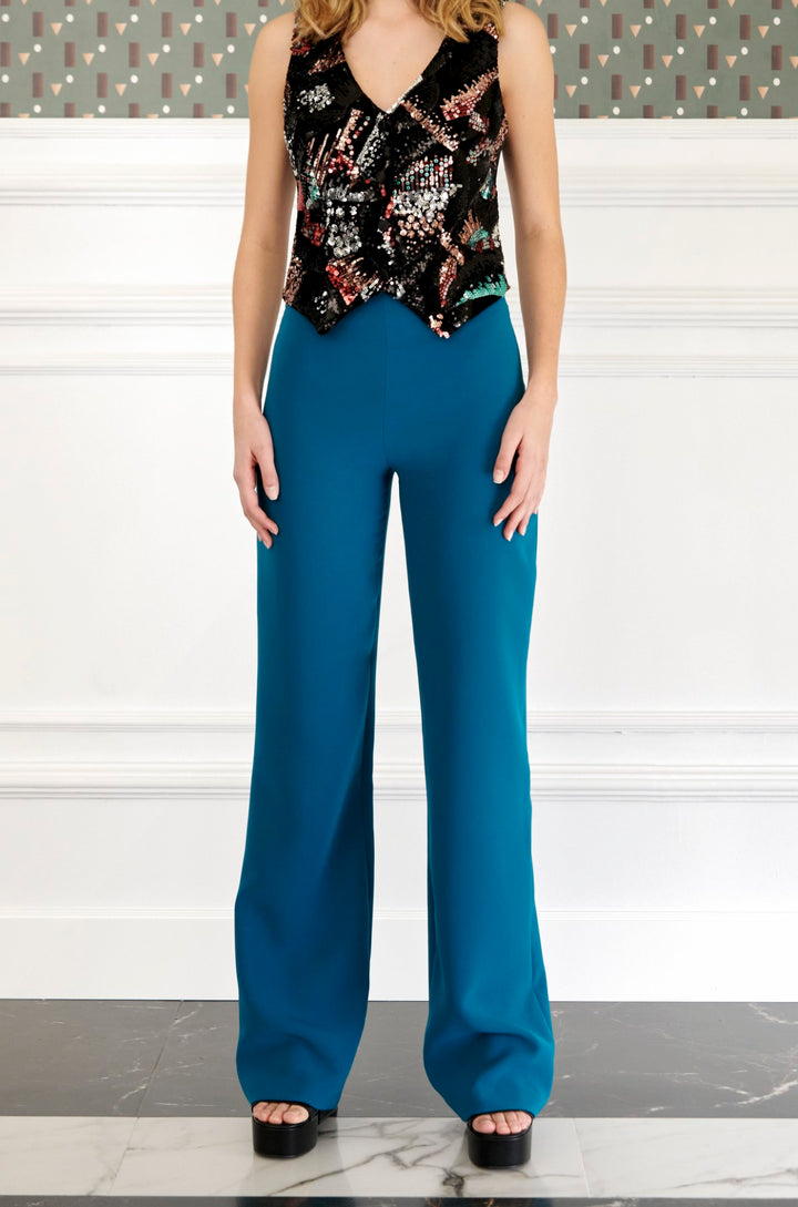 Romy aquamarine straight trousers