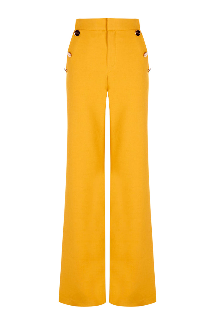 Pantalón recto Basic mostaza