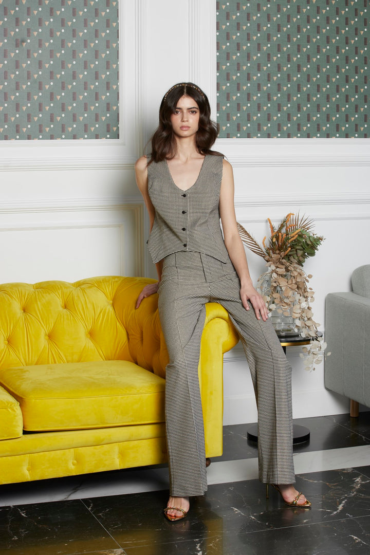 Atlas Houndstooth Straight Trousers
