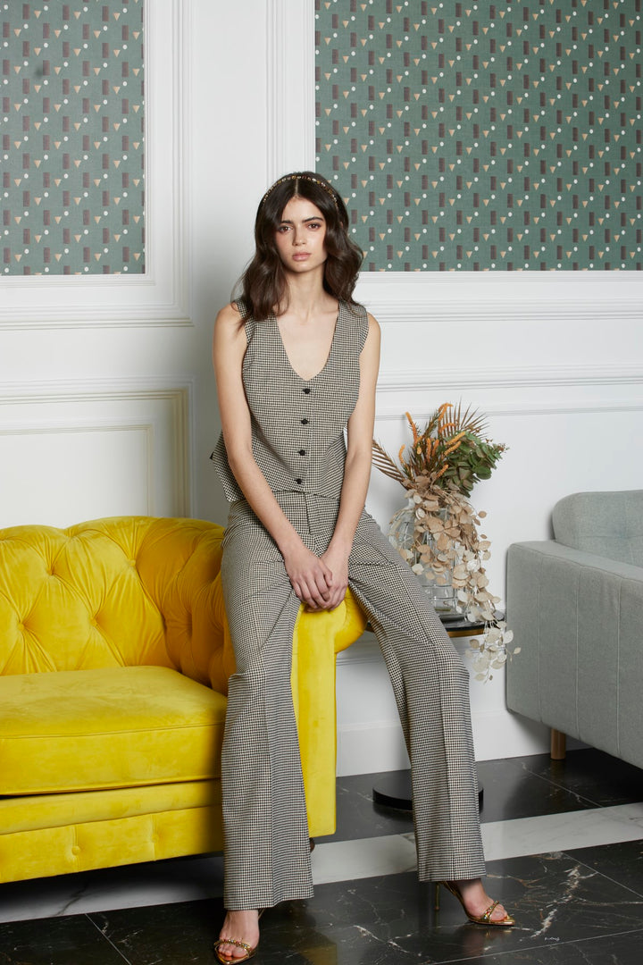 Atlas Houndstooth Straight Trousers