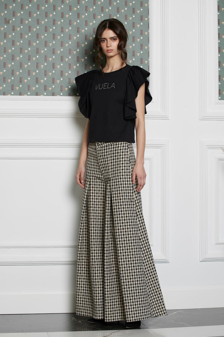 Pantalón palazzo Reina pata de gallo