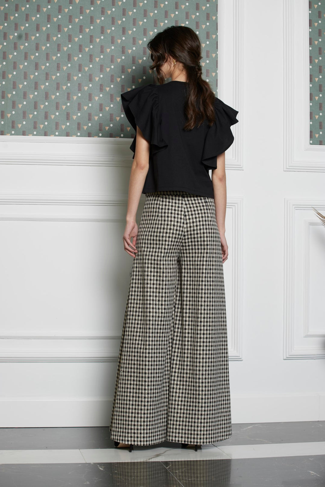 Pantalón palazzo Reina pata de gallo