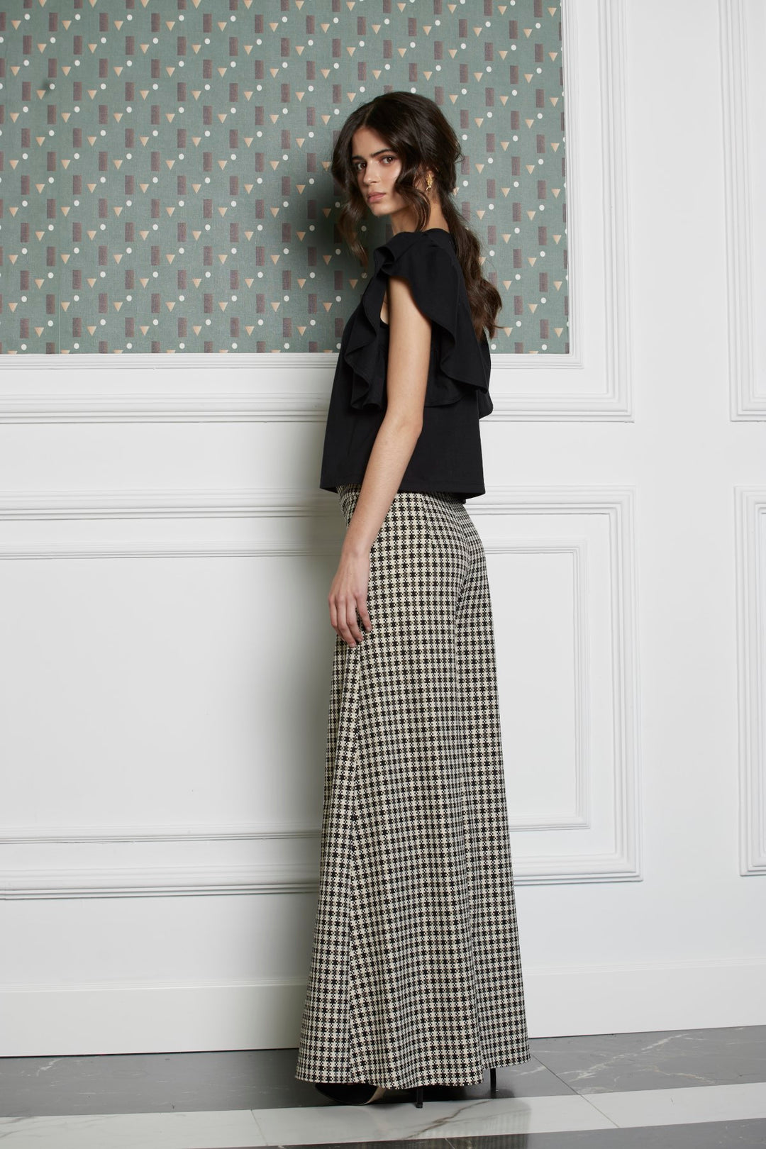 Pantalón palazzo Reina pata de gallo