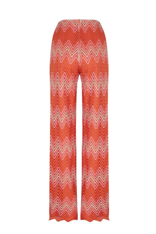 Pantalón palazzo Primavera en tonos coral y rosa