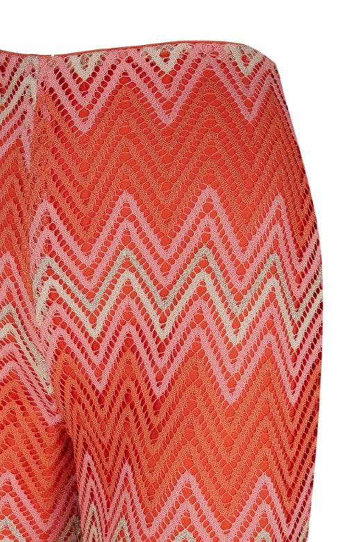 Pantalón palazzo Primavera en tonos coral y rosa
