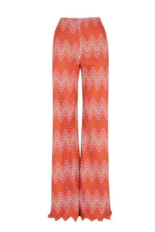 Pantalón palazzo Primavera en tonos coral y rosa