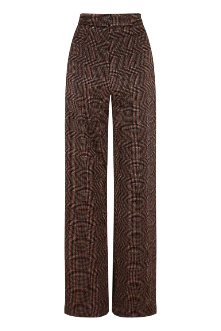 Cántara wide-leg brown houndstooth trousers