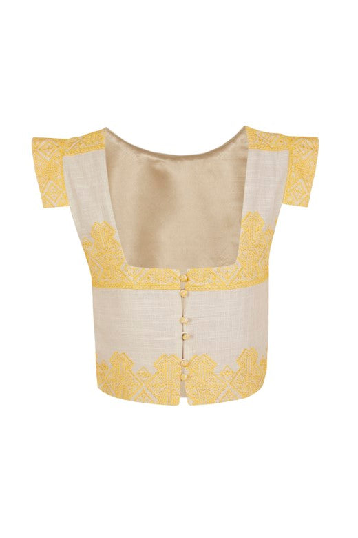 Morisco crop top with yellow embroidery