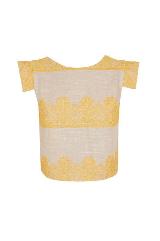 Morisco crop top with yellow embroidery