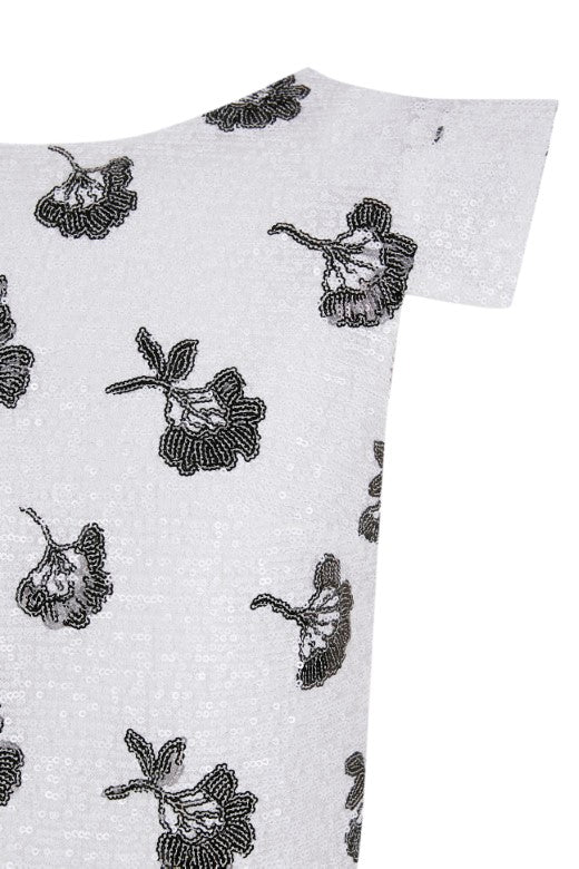 Top corto Endrina blanco con bordado floral