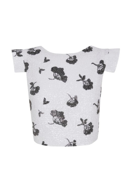 Top corto Endrina blanco con bordado floral