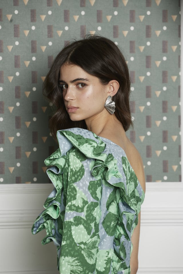 Top asimétrico Ábaco estampado