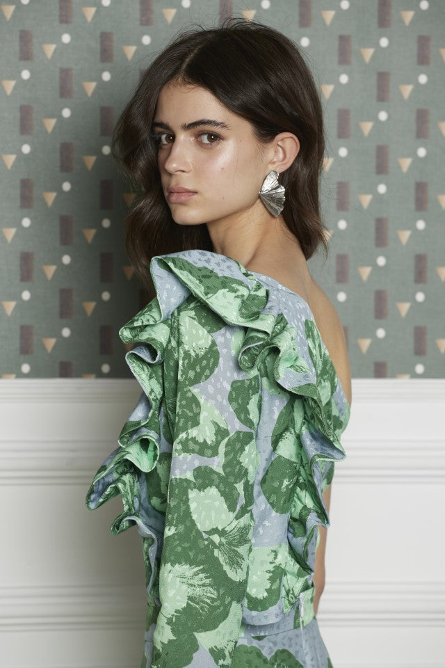 Top asimétrico Ábaco estampado