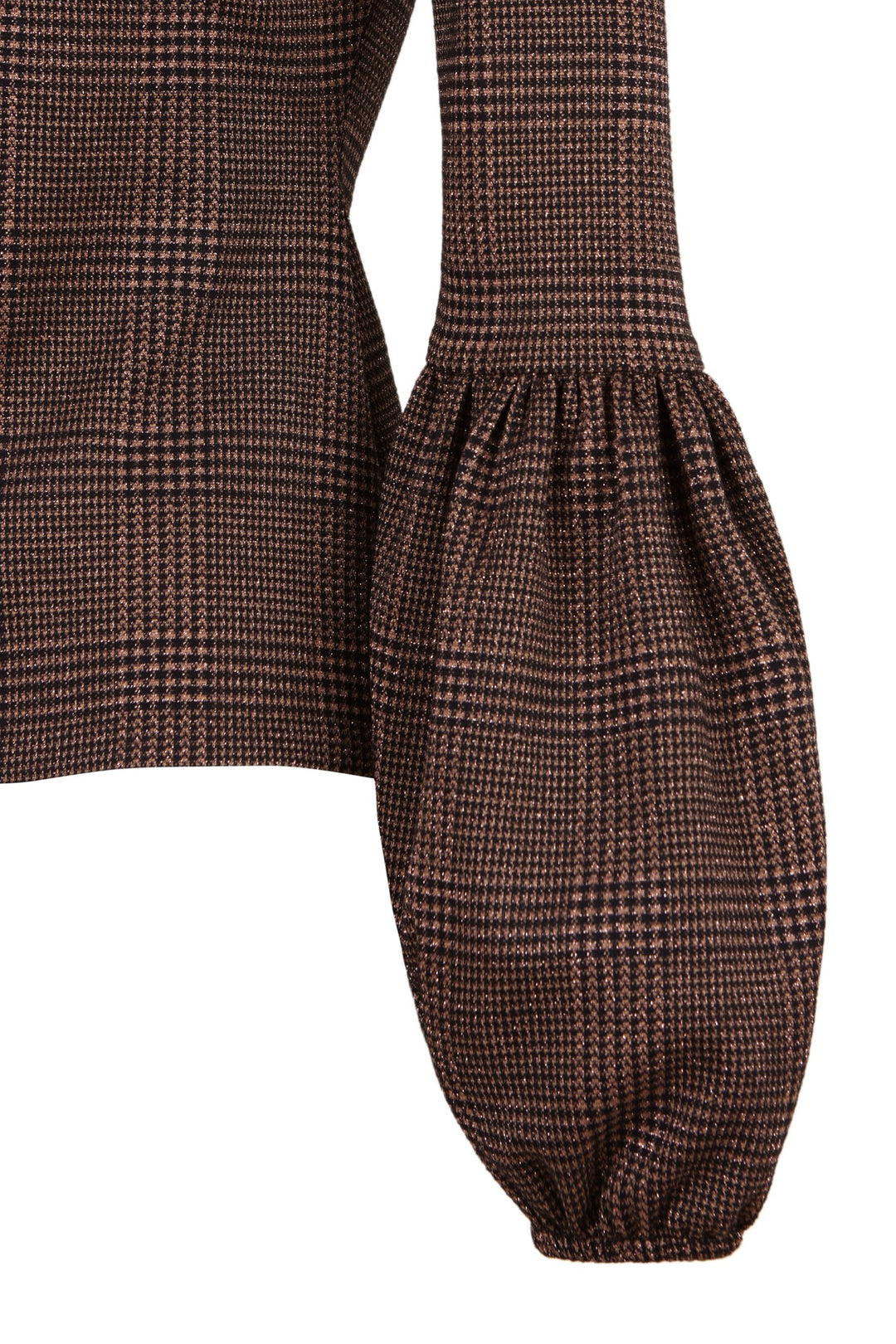Brown Houndstooth Cántara Puff Sleeve Sweater