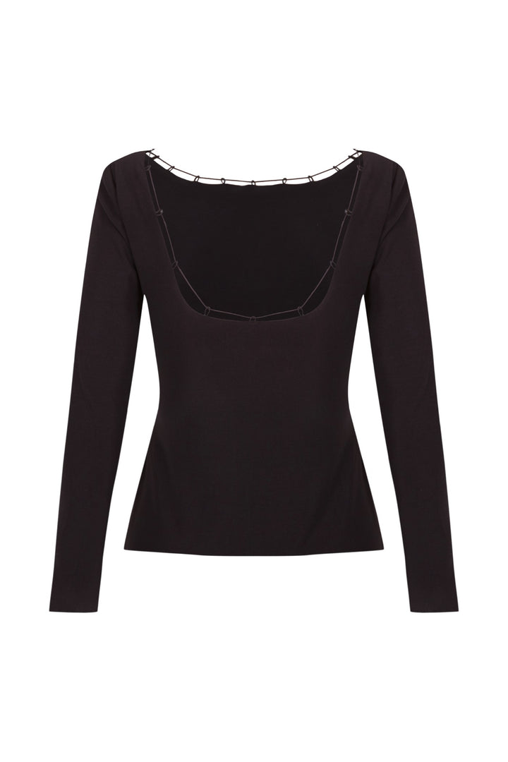 Black Agate boat neck top