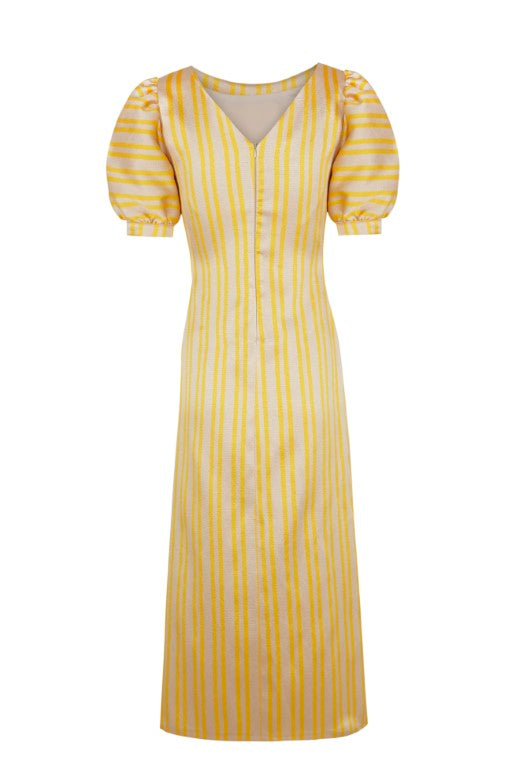 Vestido midi Clemal de rayas amarillas