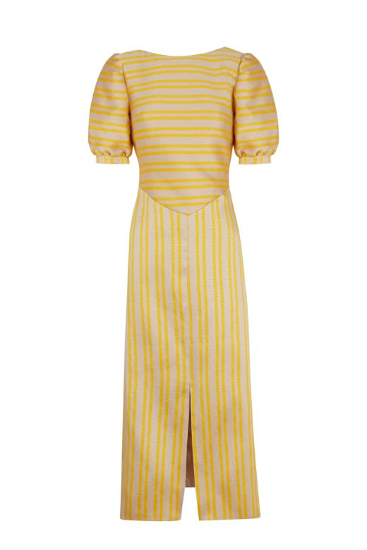 Vestido midi Clemal de rayas amarillas
