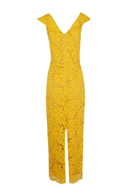 Vestido midi  Albar amarillo de encaje amarillo