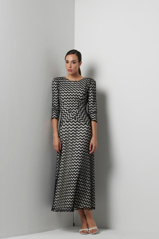 Sagra black and white midi dress