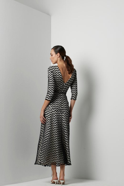 Sagra black and white midi dress