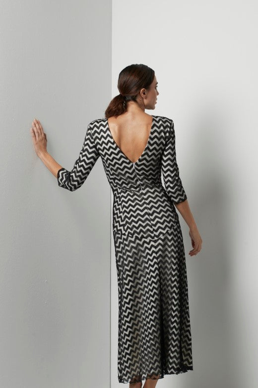 Sagra black and white midi dress