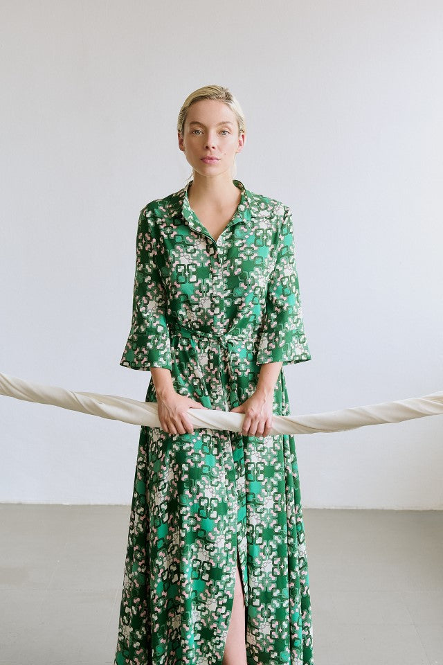 Vestido camisero Cadenas estampado