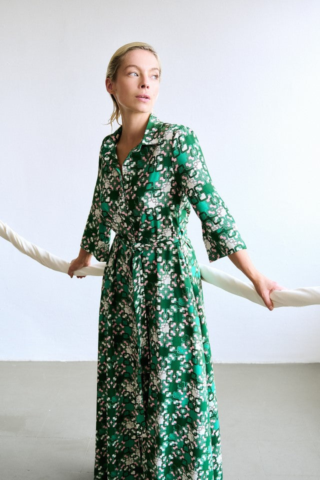 Vestido camisero Cadenas estampado
