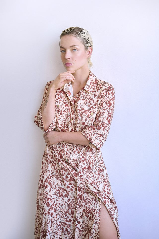 Giraffe print long dress