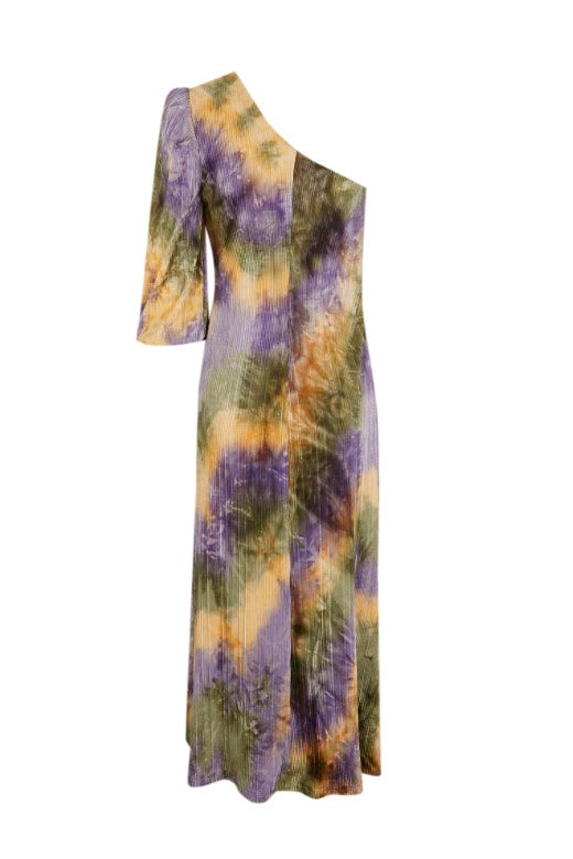 Mirto asymmetric midi dress with tie-dye print