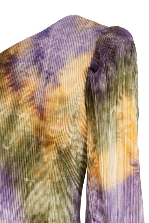 Mirto asymmetric midi dress with tie-dye print